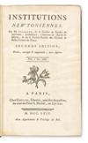 SIGORGNE, PIERRE. Institutions Newtoniennes; ou, Introduction à la Philosophie de M. Newton.  1769